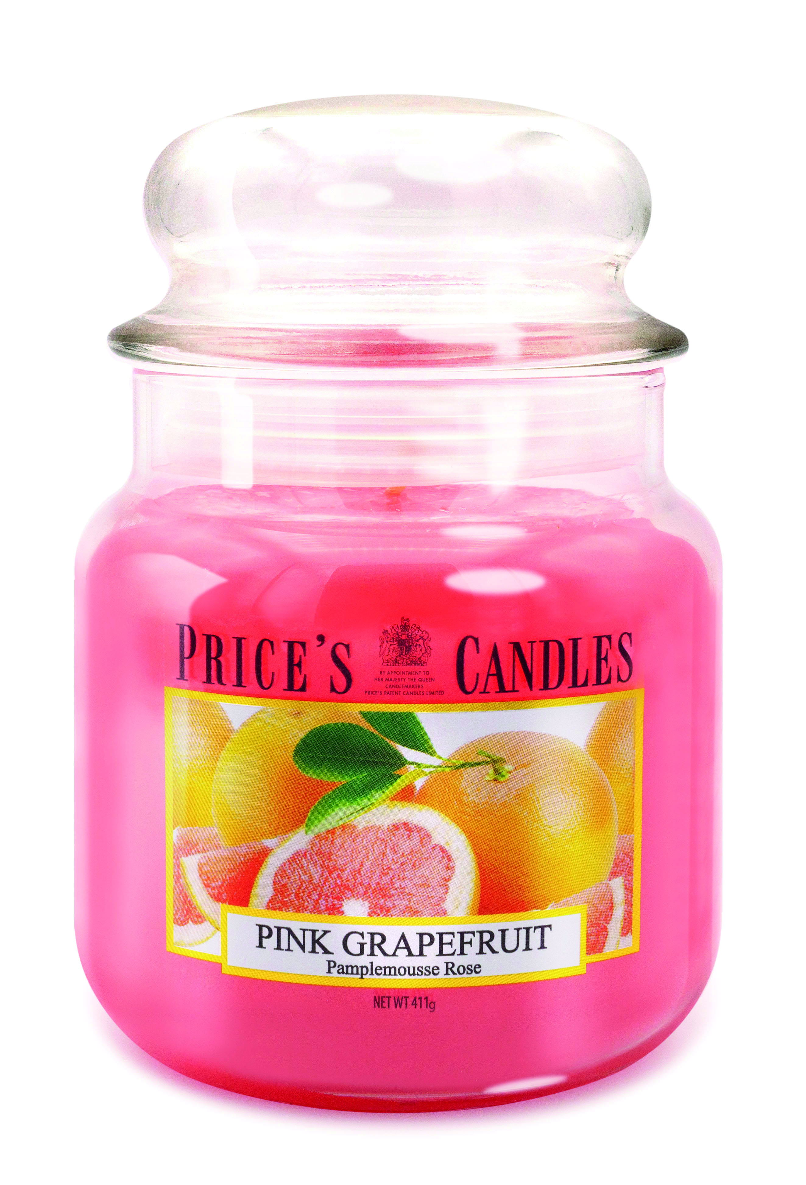 Bougie parfumée dans pot en verre avec couvercle Pink Grapefruit PRICES