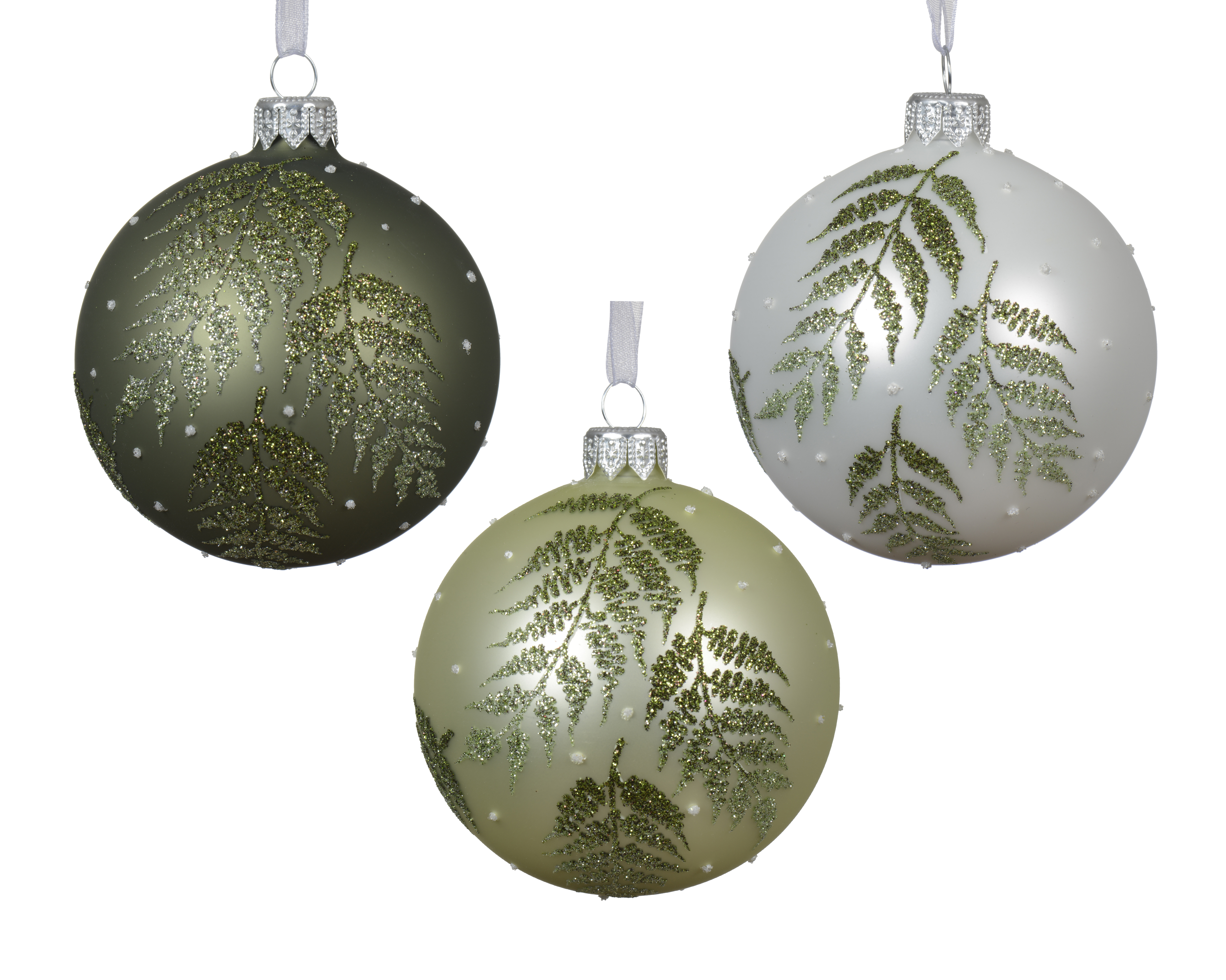 Boule en verre motif feuilles CHRISTMAS