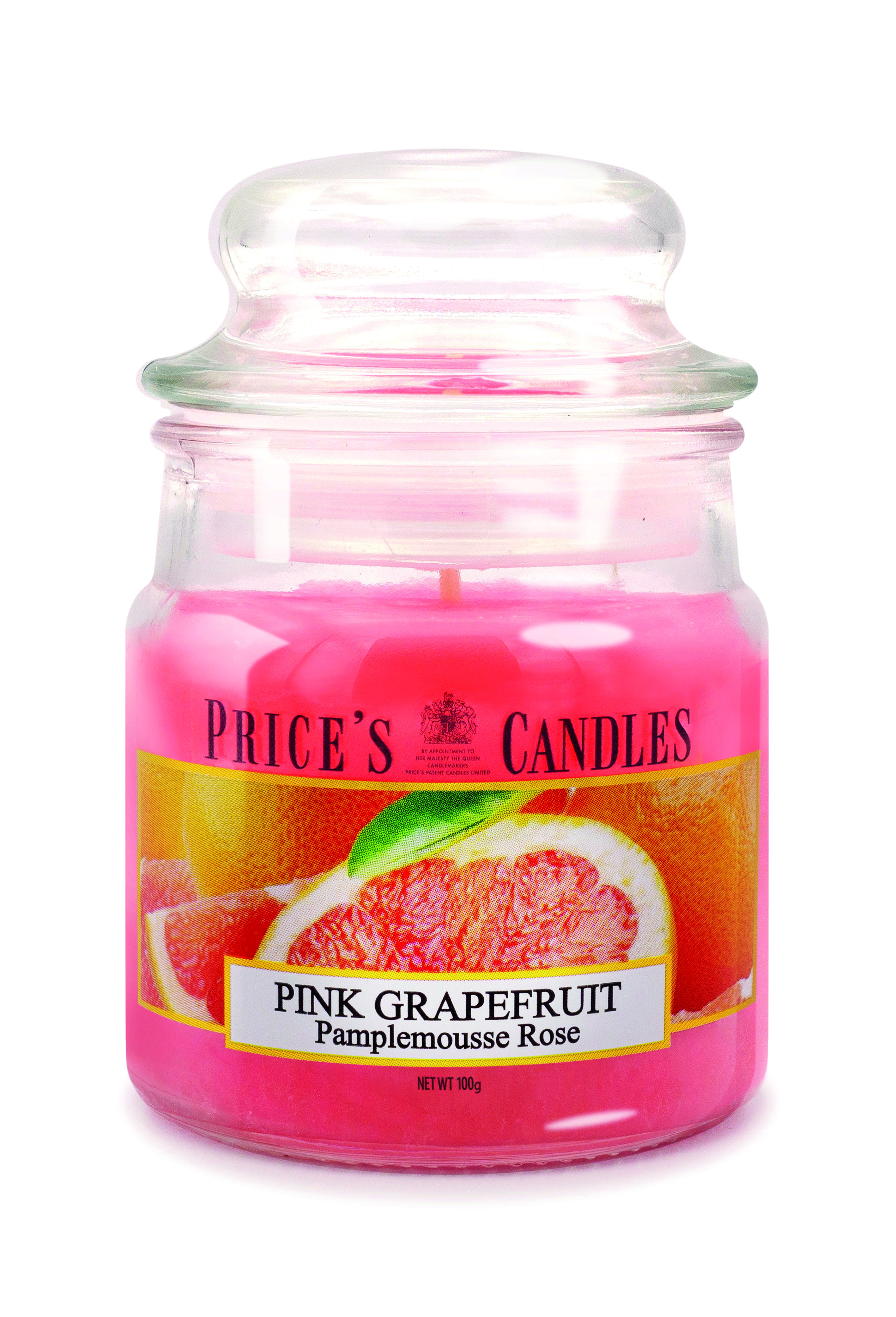 Bougie parfumée dans pot en verre avec couvercle Pink Grapefruit PRICES