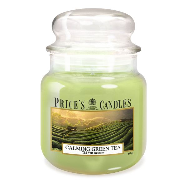 Bougie parfumée dans pot en verre avec couvercle Calming Green Tea PRICES