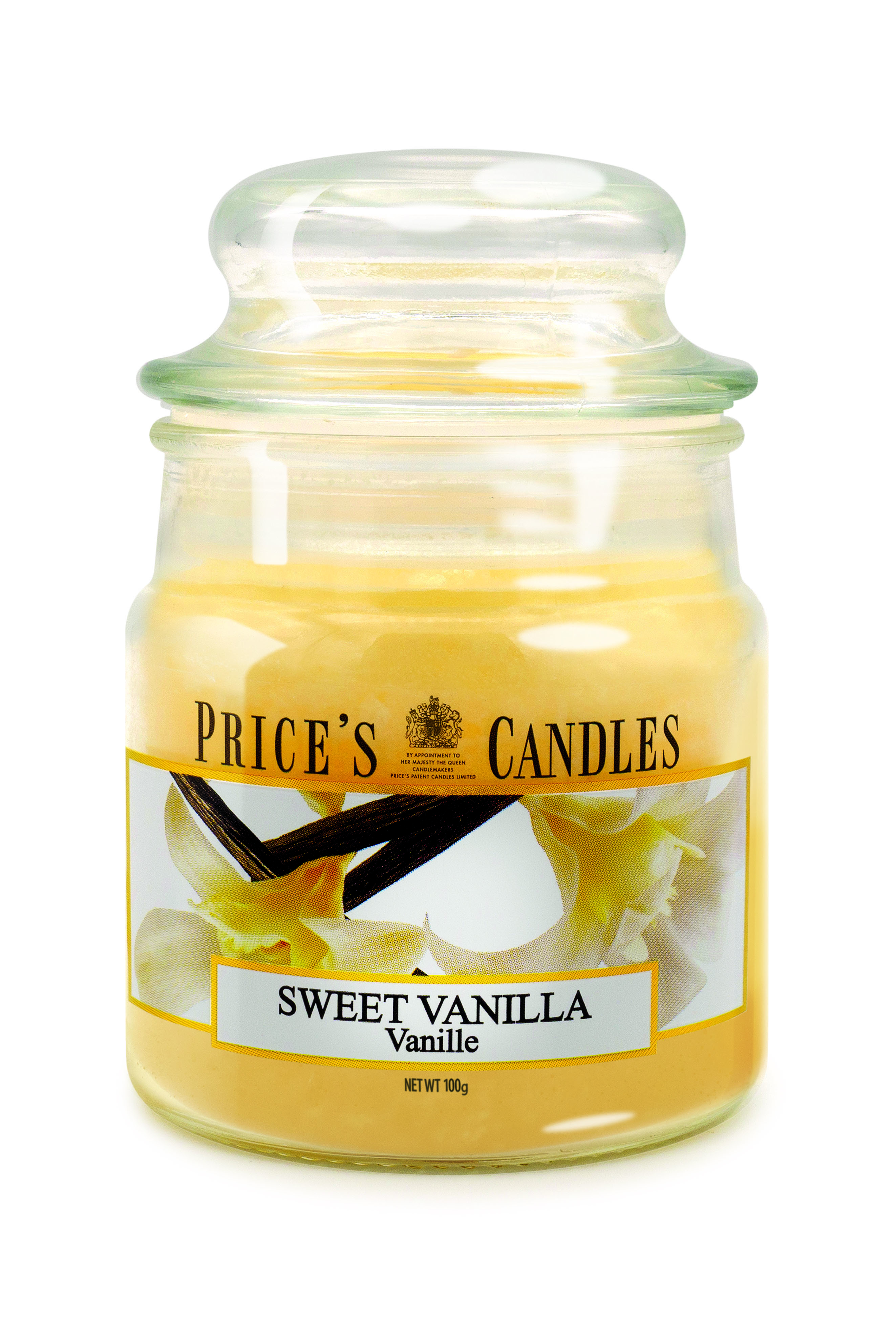 Bougie parfumée dans pot en verre avec couvercle Sweet Vanilla PRICES