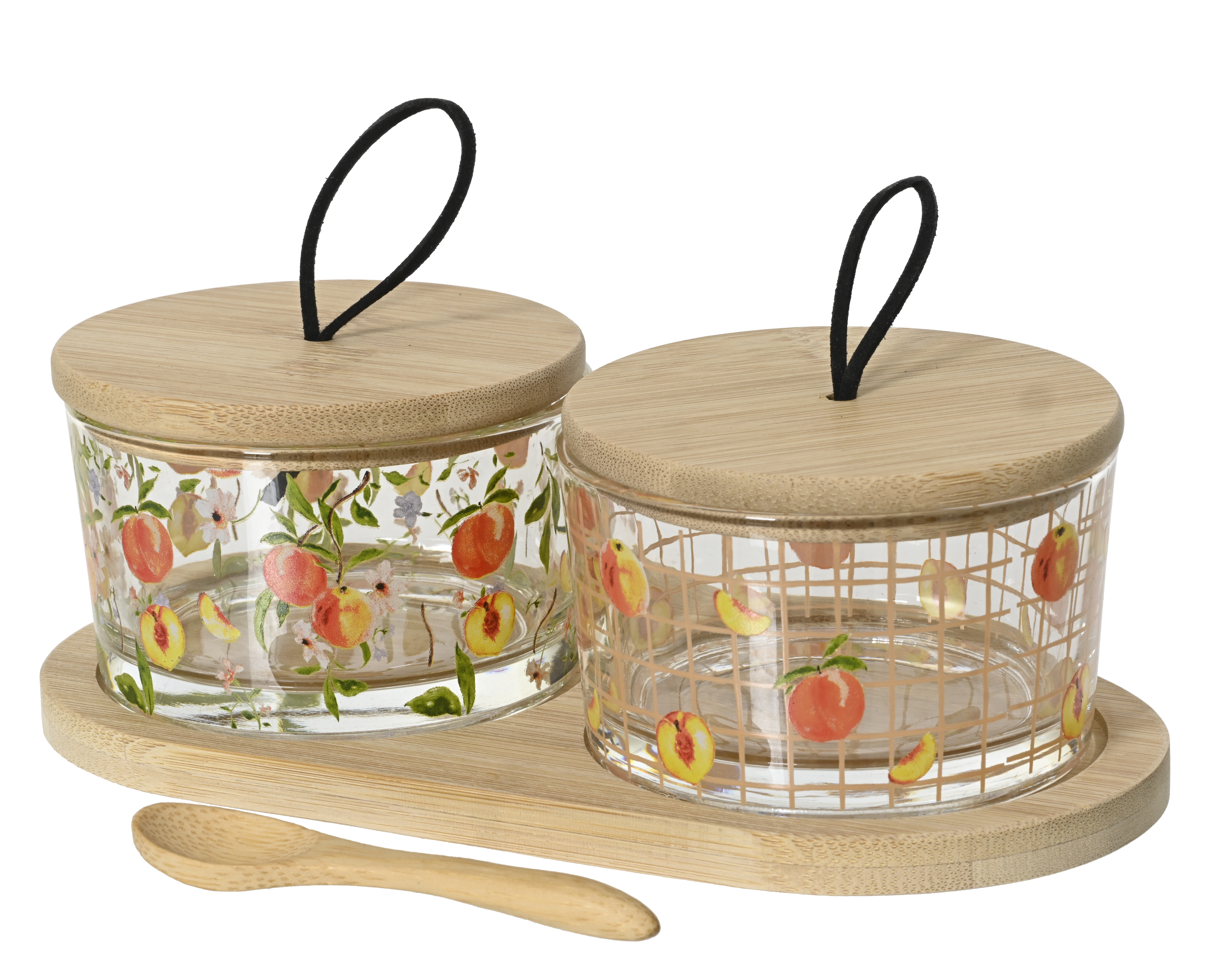 Pots à confiture sur planchette en bois 3 pièces PFIRSICH