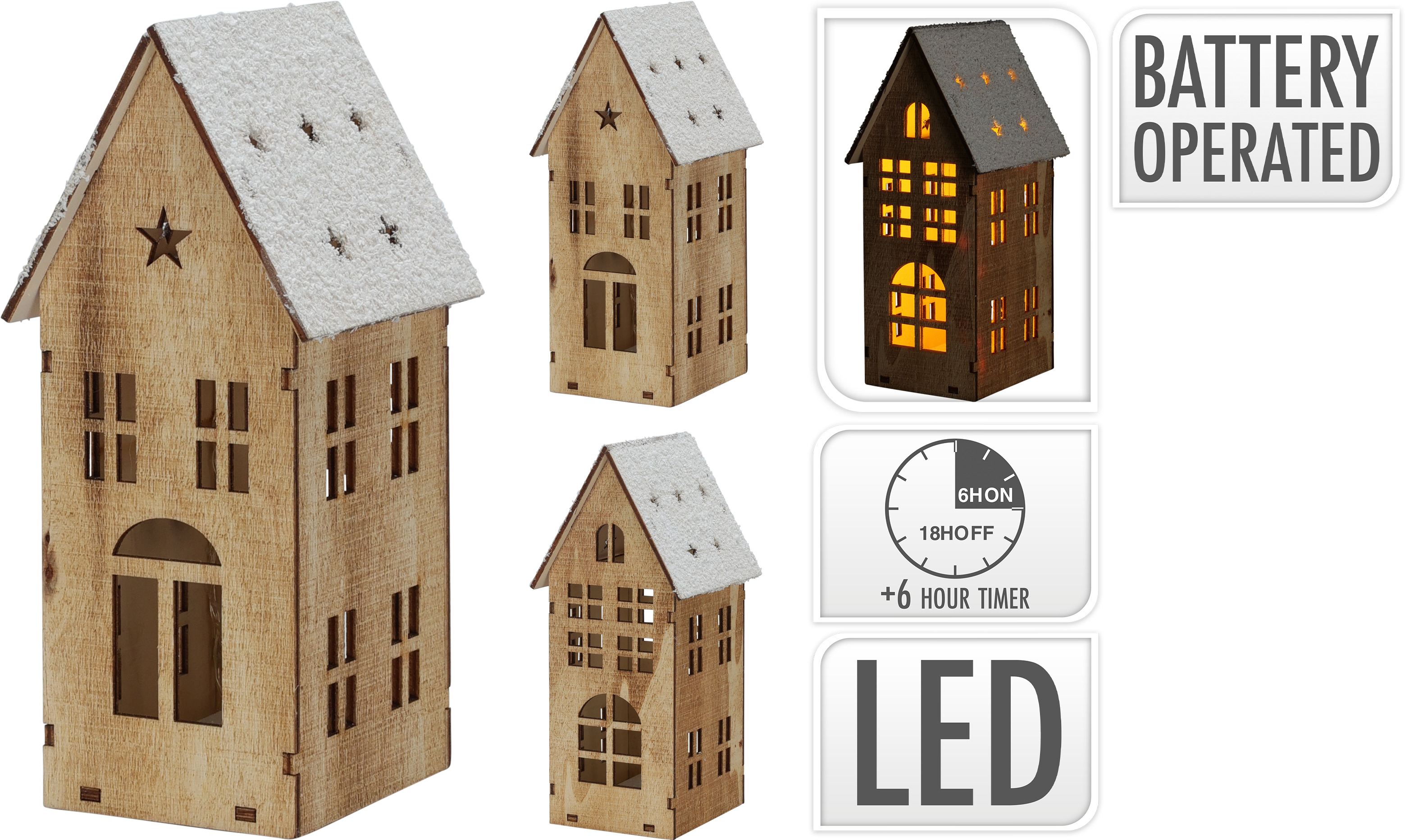 Maison en bois avec LED CHRISTMAS