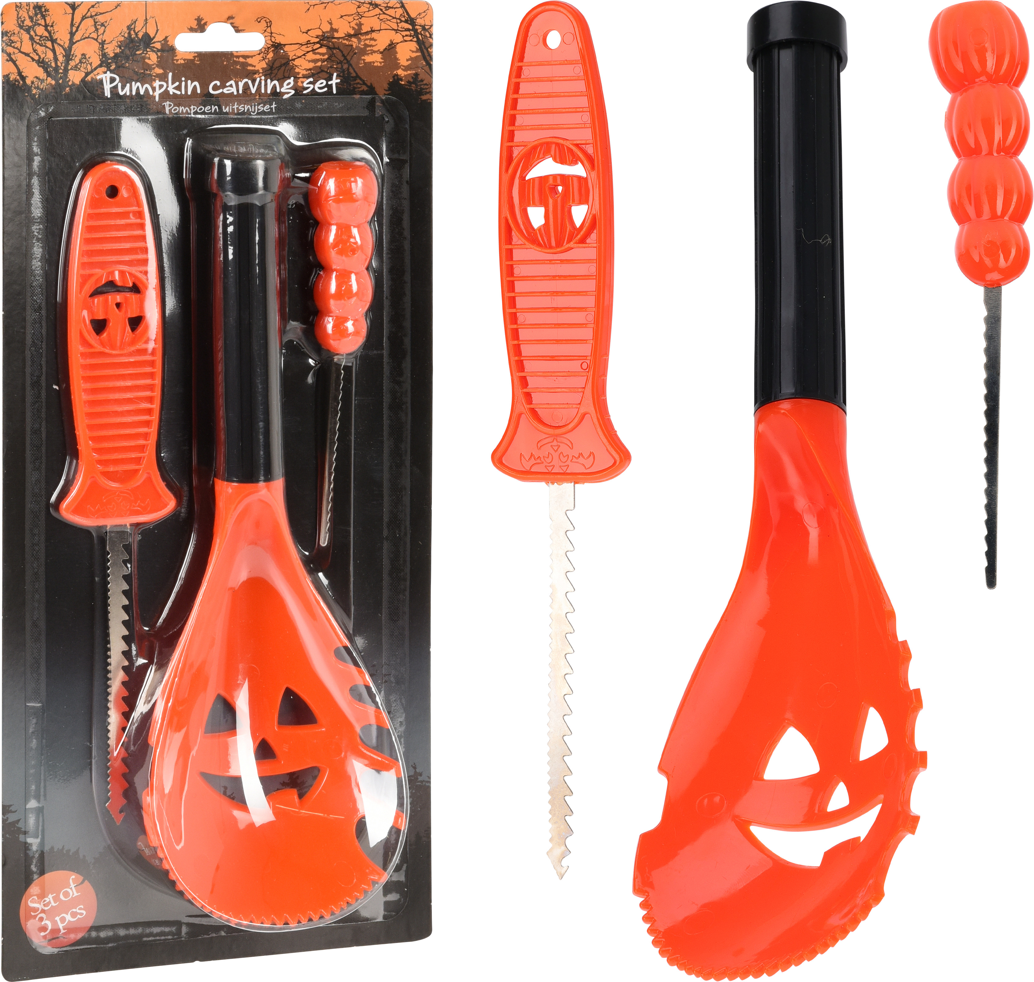 Kit de découpe pour citrouille 3 pièces HALLOWEEN