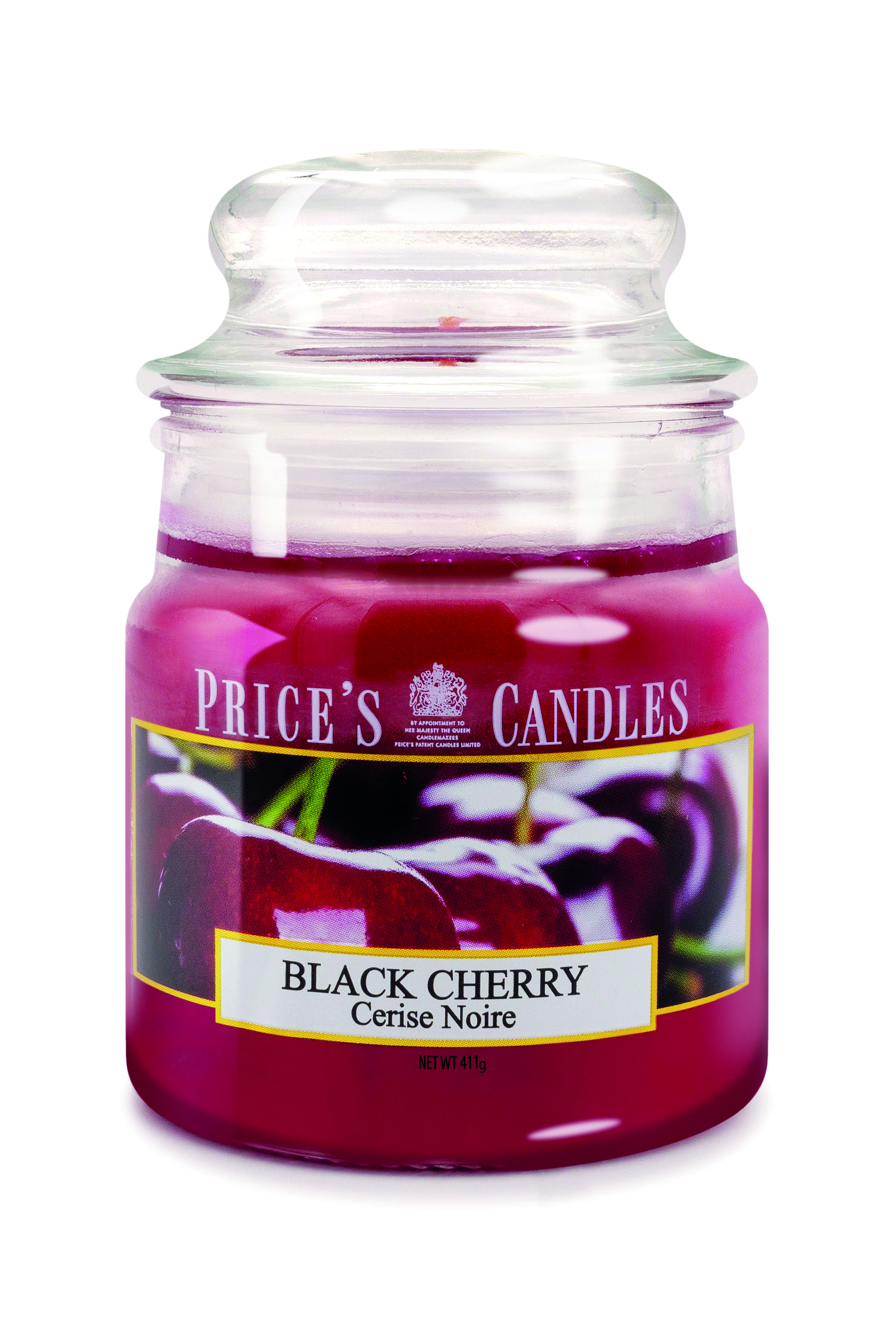 Bougie parfumée dans pot en verre avec couvercle Black Cherry PRICES