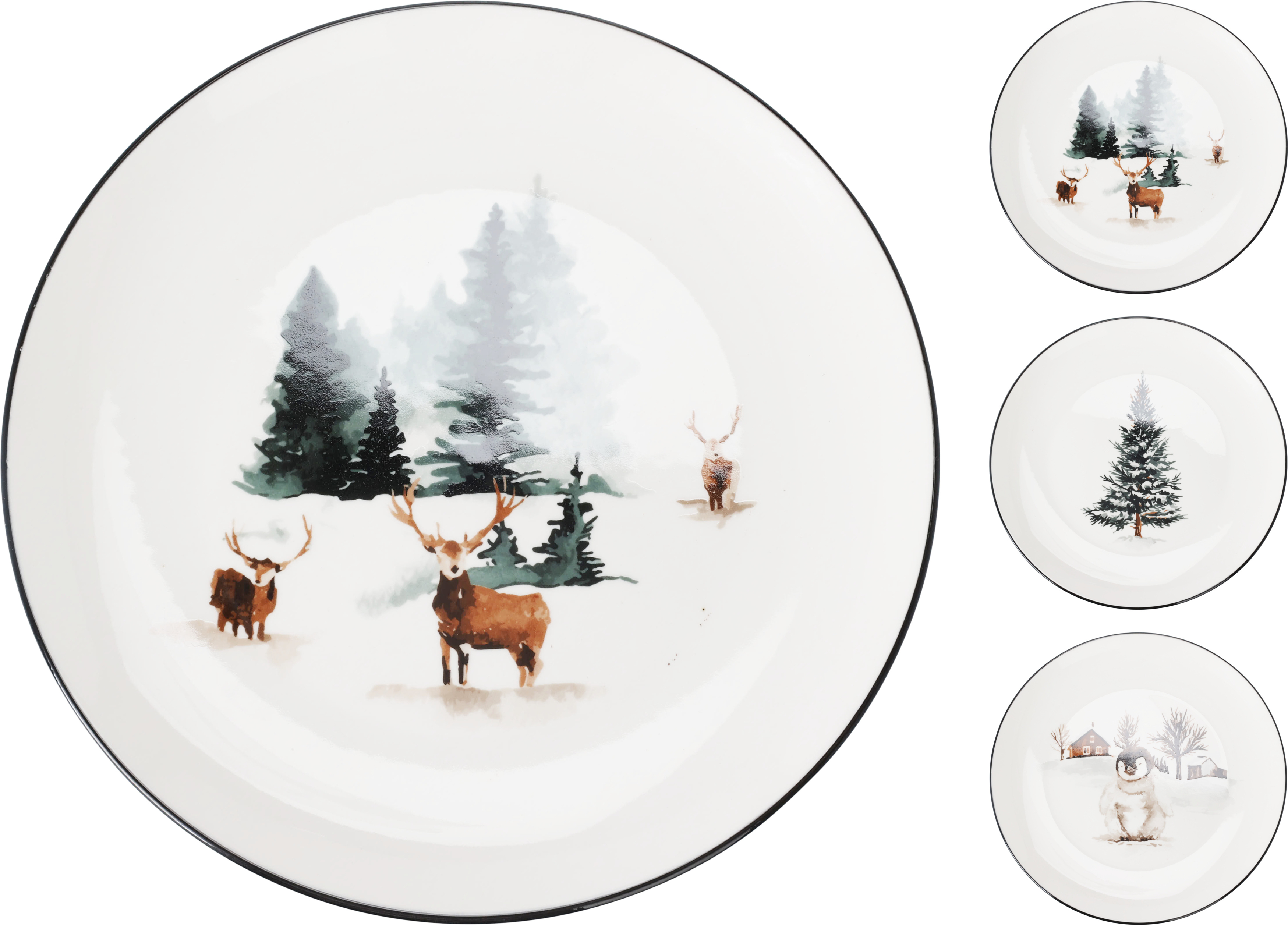 Assiette plate avec motif forestier EH