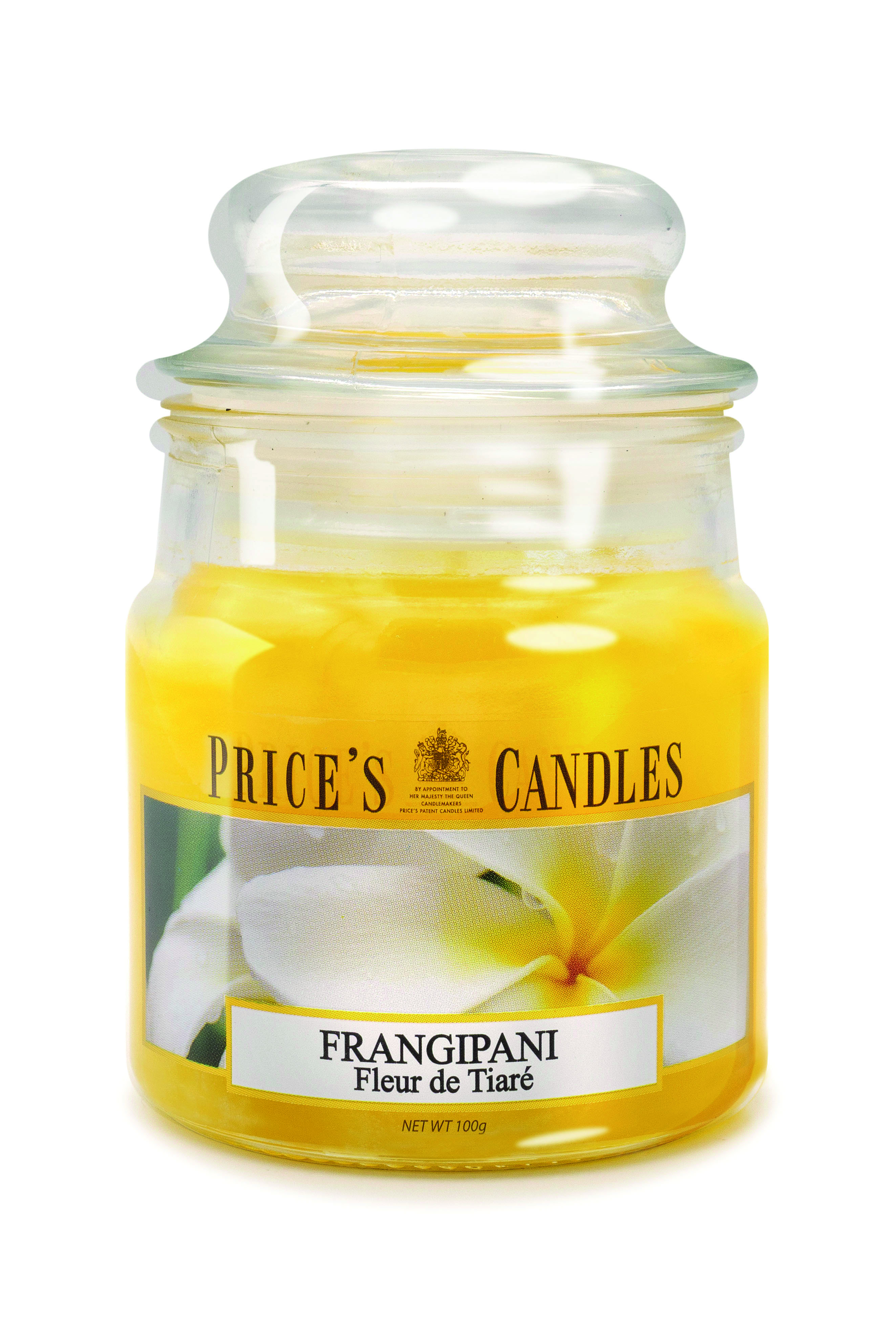 Bougie parfumée dans pot en verre avec couvercle Frangipani PRICES