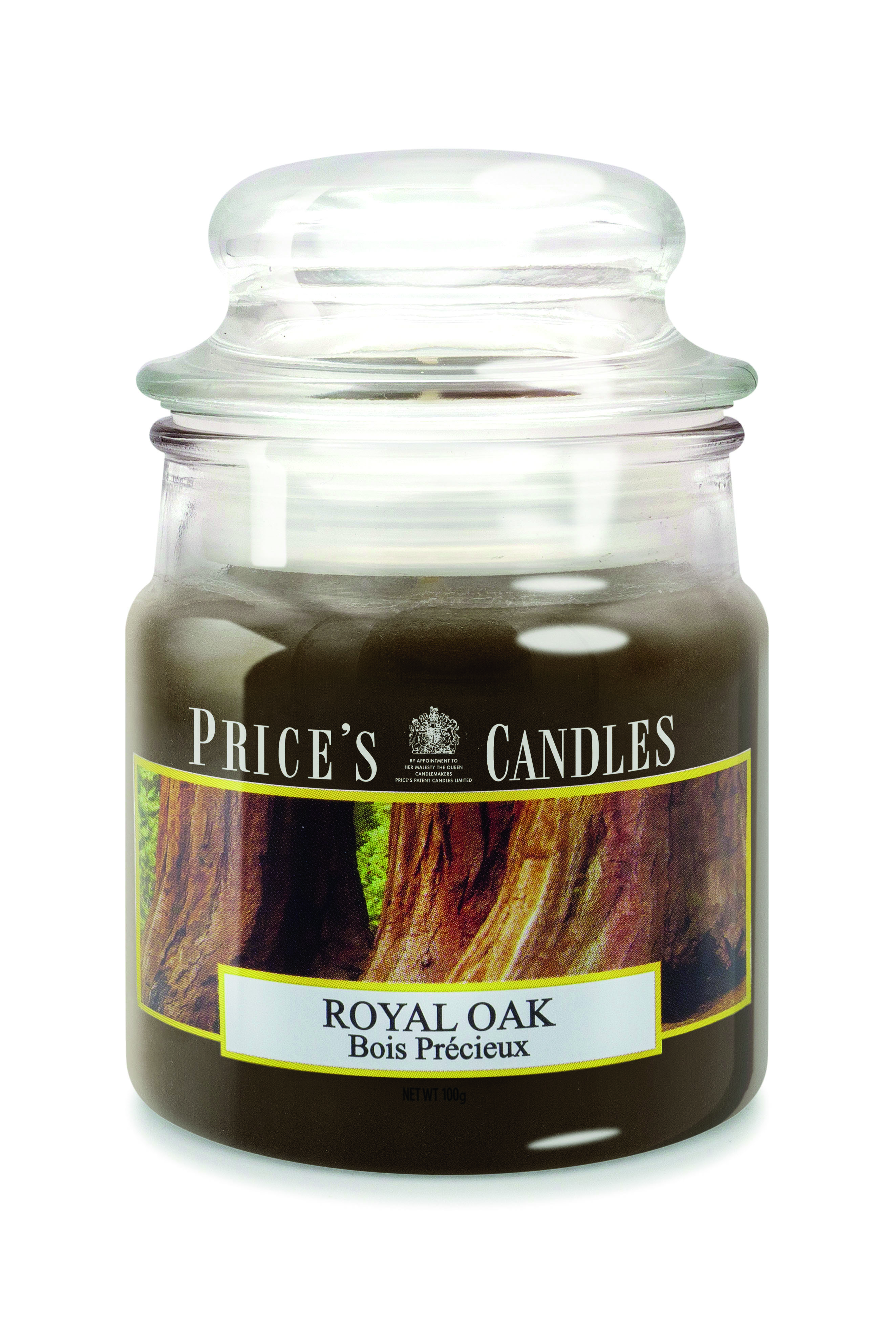 Bougie parfumée dans pot en verre avec couvercle Royal Oak PRICES