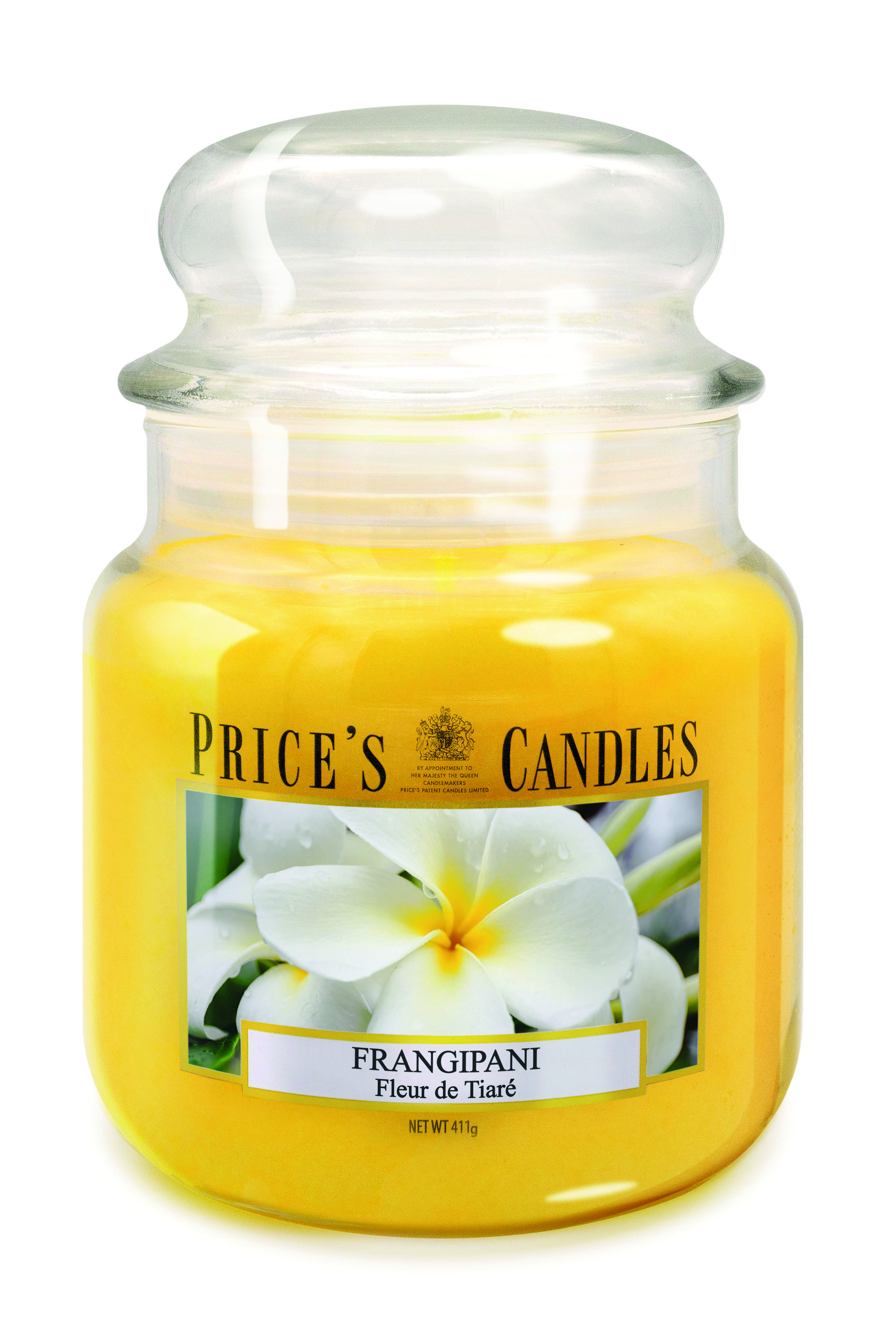 Bougie parfumée dans pot en verre avec couvercle Frangipani PRICES