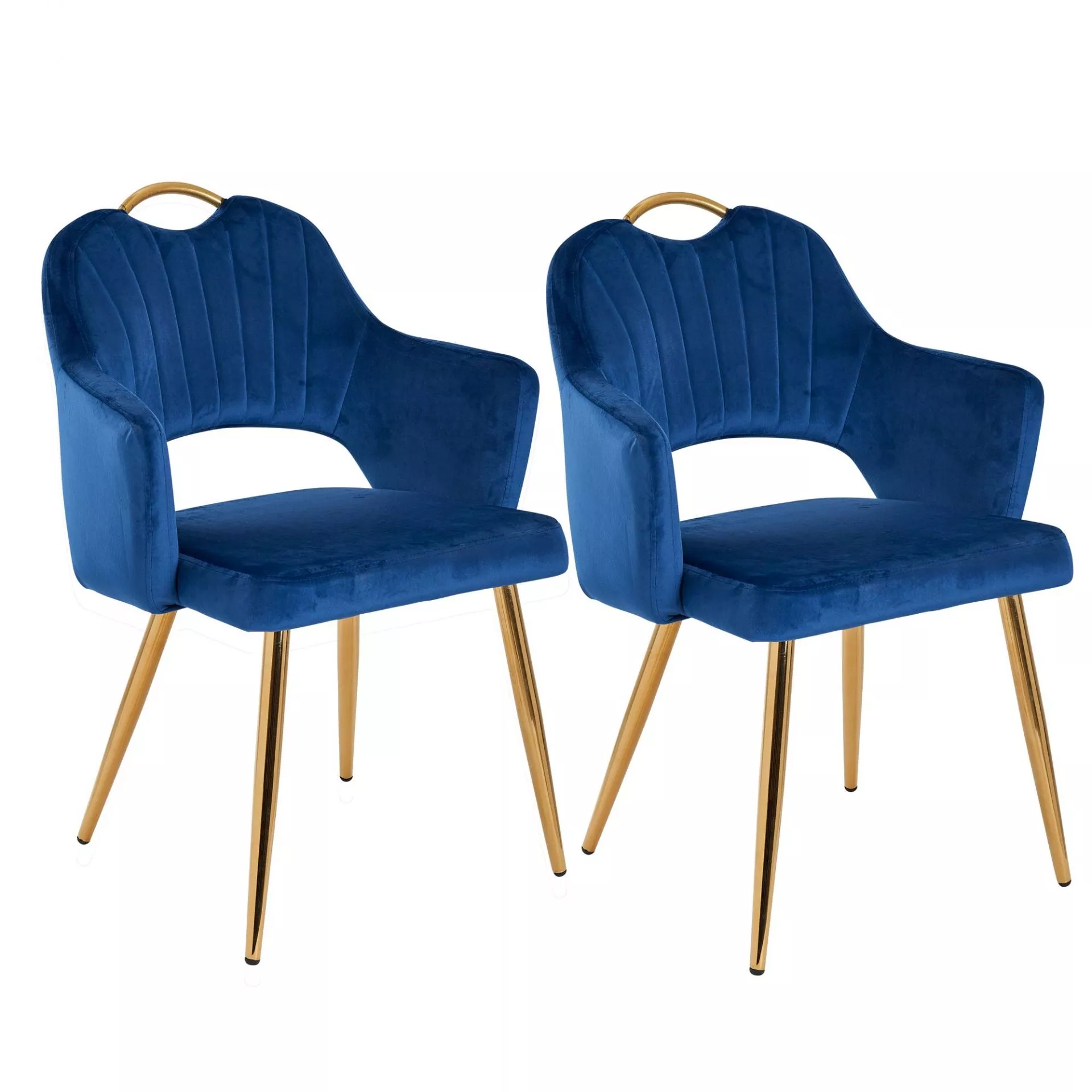 Lot de 2 chaises hautes de bar tissu bleu - ROY